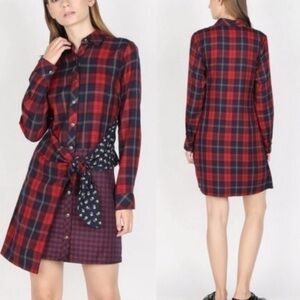 ▶️ Skies are Blue ◀️ Vanna Mixed Plaid Flannel Dress. Size Small